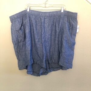 Old Navy High Waisted Linen-Blend Shorts 3.5" inseam Chambray Blue PLUS Size 4X